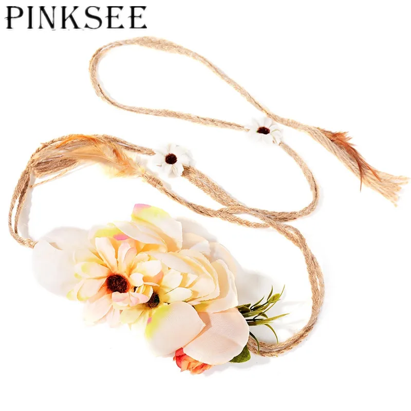 

PINKSEE 2018 Women Elegant Flower String Tassel Waist Belts for Dresses Knot Female Ladies All-match waistband