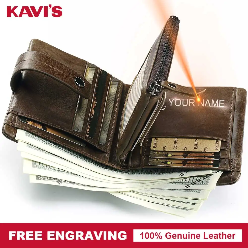 KAVIS Genuine Leather Wallet Men PORTFOLIO Male Cudan Small Portomonee...