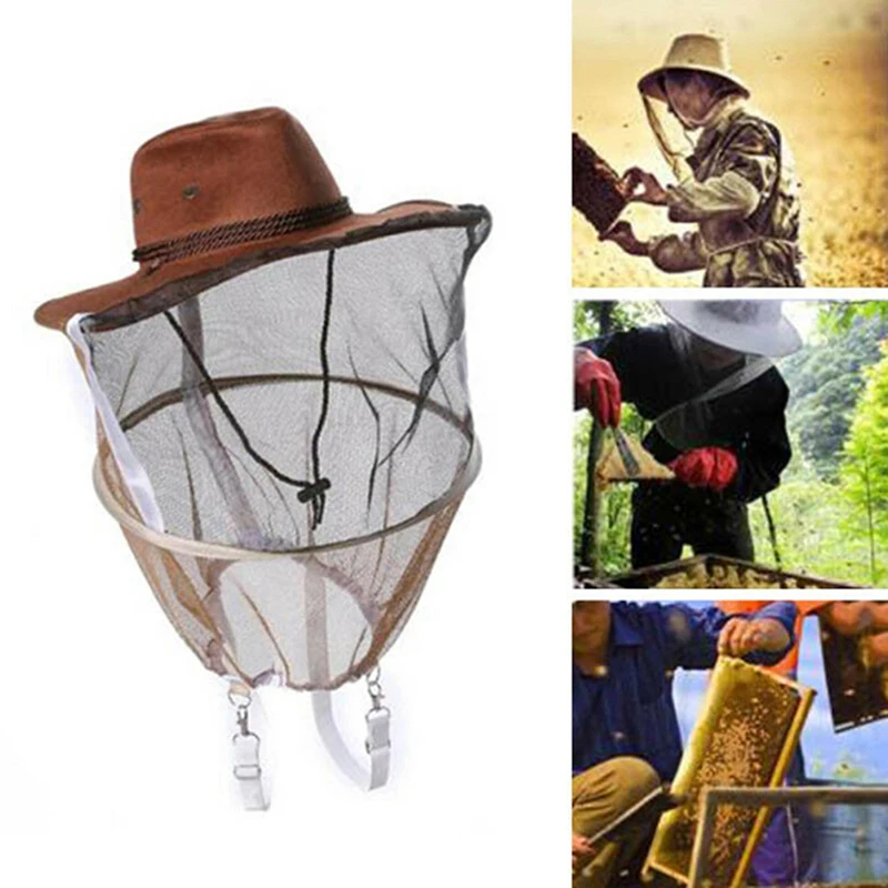 

Professional Beekeeping Hat Beekeeper Cowboy Hat Anti Mosquito Bee Insect Veil Net Hat Full Face Neck Wrap Protector