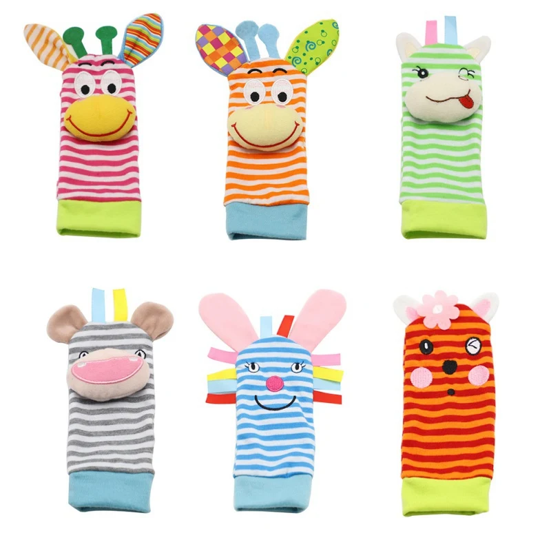 

Infant Baby Kids Socks Cartoon Rattle Toys Wrist Rattle and Foot Socks 0~24 Months