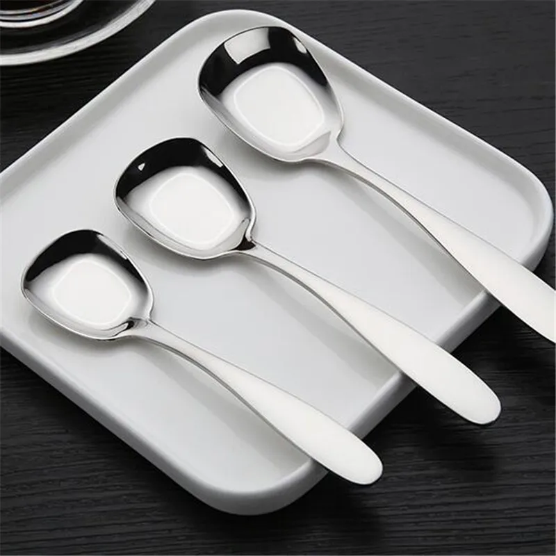 3pcs/Lot Stainless Steel Spoon Creative Shovel Shaped Soup Spoons Salad