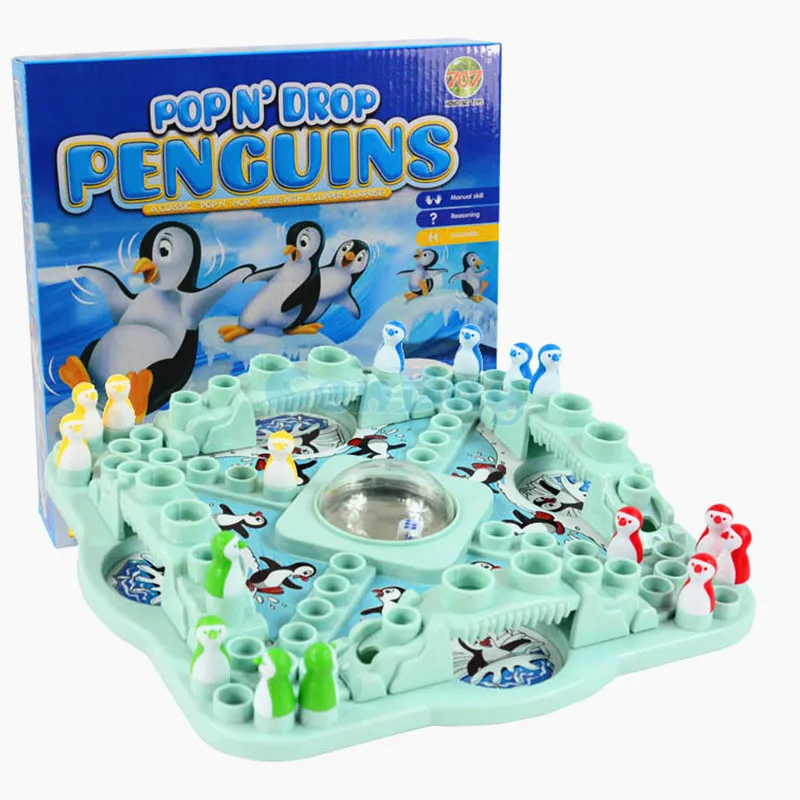 Забавный Настольный Pop N' Drop Penguins Classic "Pop N Hop" 3-D настольная игра со скользким Suprprise! Интерактивные игрушки и подарки для детей