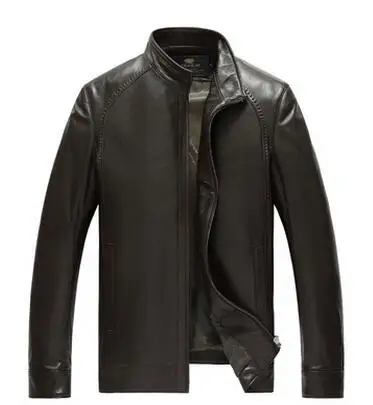 Фабричная мужская куртка из натуральной кожи для мужчин, настоящая матовая козья кожа, овчина, модная брендовая Черная мужская куртка размера плюс 4XL - Цвет: Коричневый