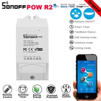 

Sonoff Pow R2 15A Power Energy Meter Monitor Wireless WiFi Switch with Timing Sharing Function Remote Control Smart Homekit