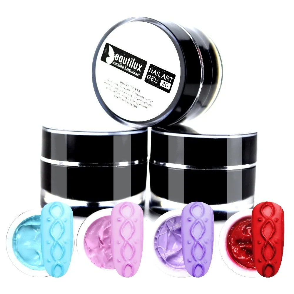 Beautilux 1pc 3D Gel Paste Nail Polish Soak Off UV LED Emboss Carving