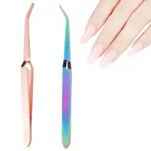 Дизайн ногтей формовочные пинцеты из нержавеющей стали многофункциональный зажим для маникюра Кончиков Ногтей Инструмент УФ-гель, акриловый C кривой маникюрные щипцы со стразами