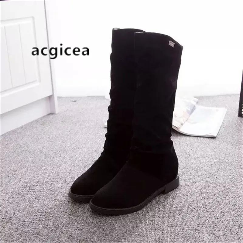 

2019 winter new boots suede warm flat female comfort solid color round head warm boots s62