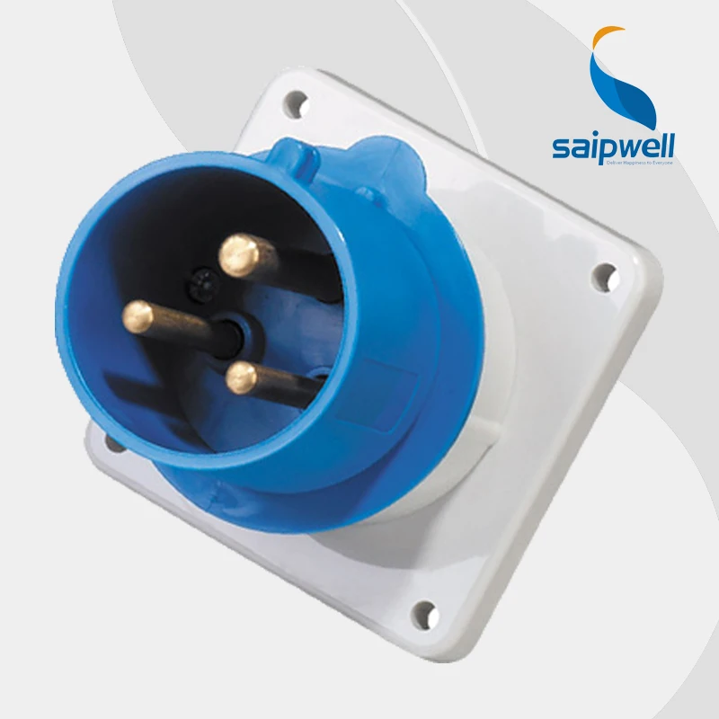 

16A 230V 3P (2P+E) generator socket for industry Male plug wall mounted Splash Proof IP44 EN / IEC 60309-2 type SP817