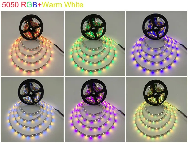 Светодиодные ленты SMD 5050 RGBW RGBWW светодио дный полосы света Водонепроницаемый rgb Газа DC 12 В 5 м 300 светодио дный с гибким диод ленты с адаптером