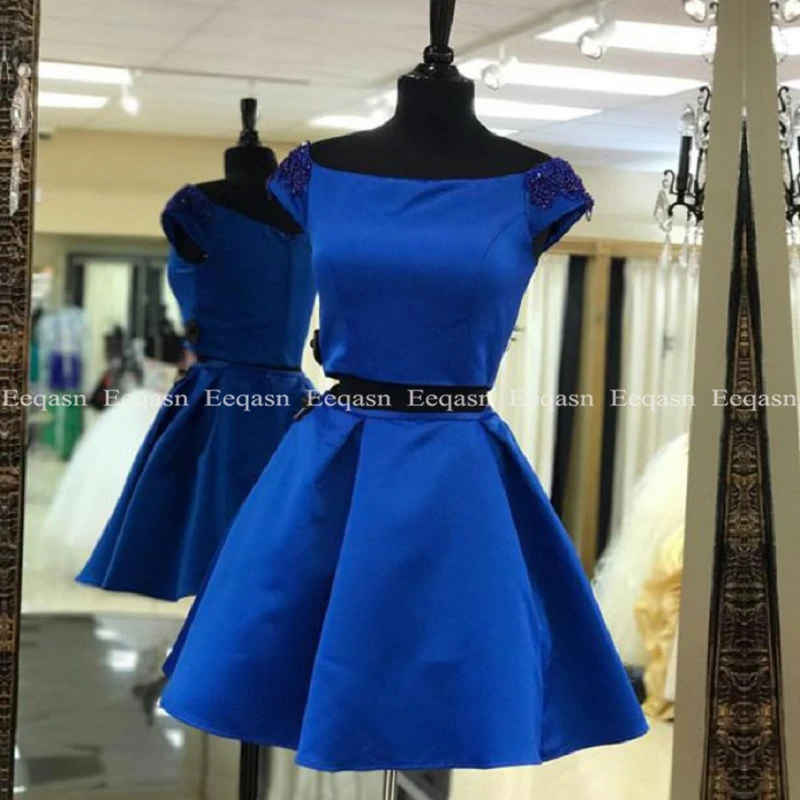 49royal blue short two piece dress