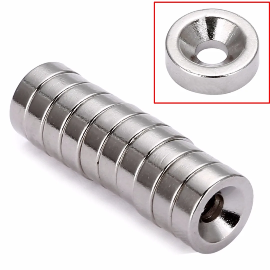

10pcs N50 Super Strong Disc Magnets Round Disc Fridge Magnets Hole 4mm Rare Earth Neodymium Magnets Mayitr 12mm x 4mm