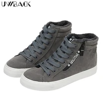 Uwback 2016 New Arrival Women Winter Shoes Lace-Up Print Letter With Platform Femme Casual Shoes Warm Plush High Tops XJ236