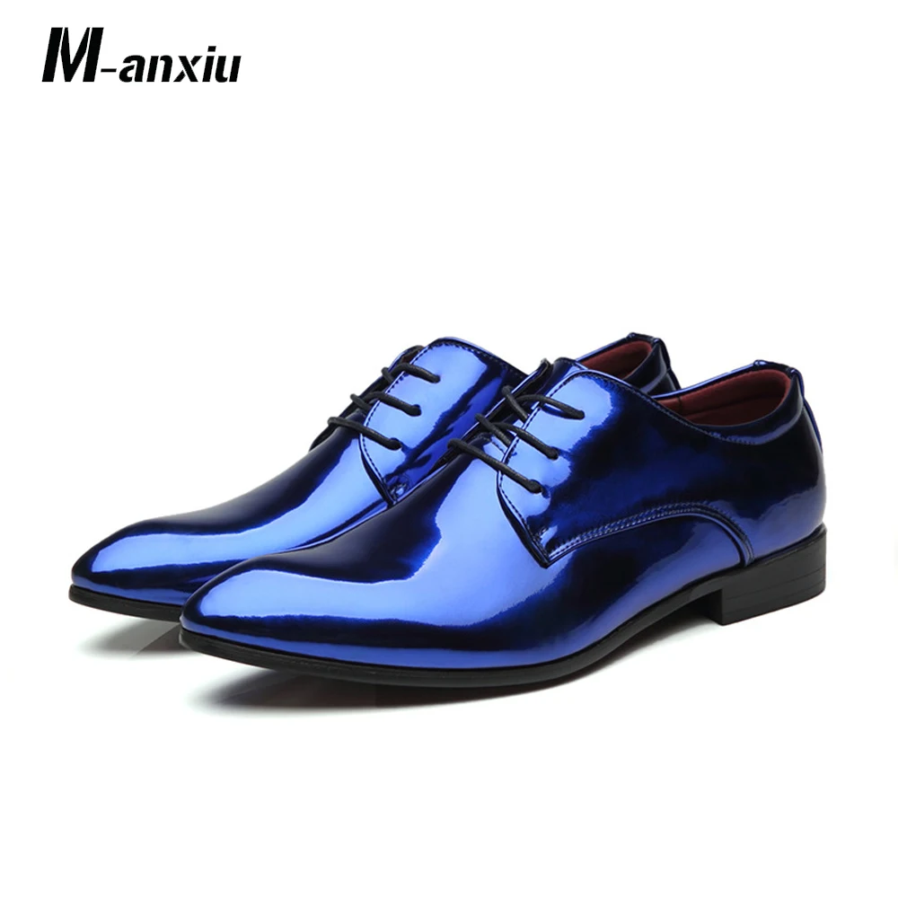 

2018 New Fashion Bright Business Shoes Trend Pointed Toe Men Leather Shoes Casual Wedding Hard-wearing Shoes Big size 37-48