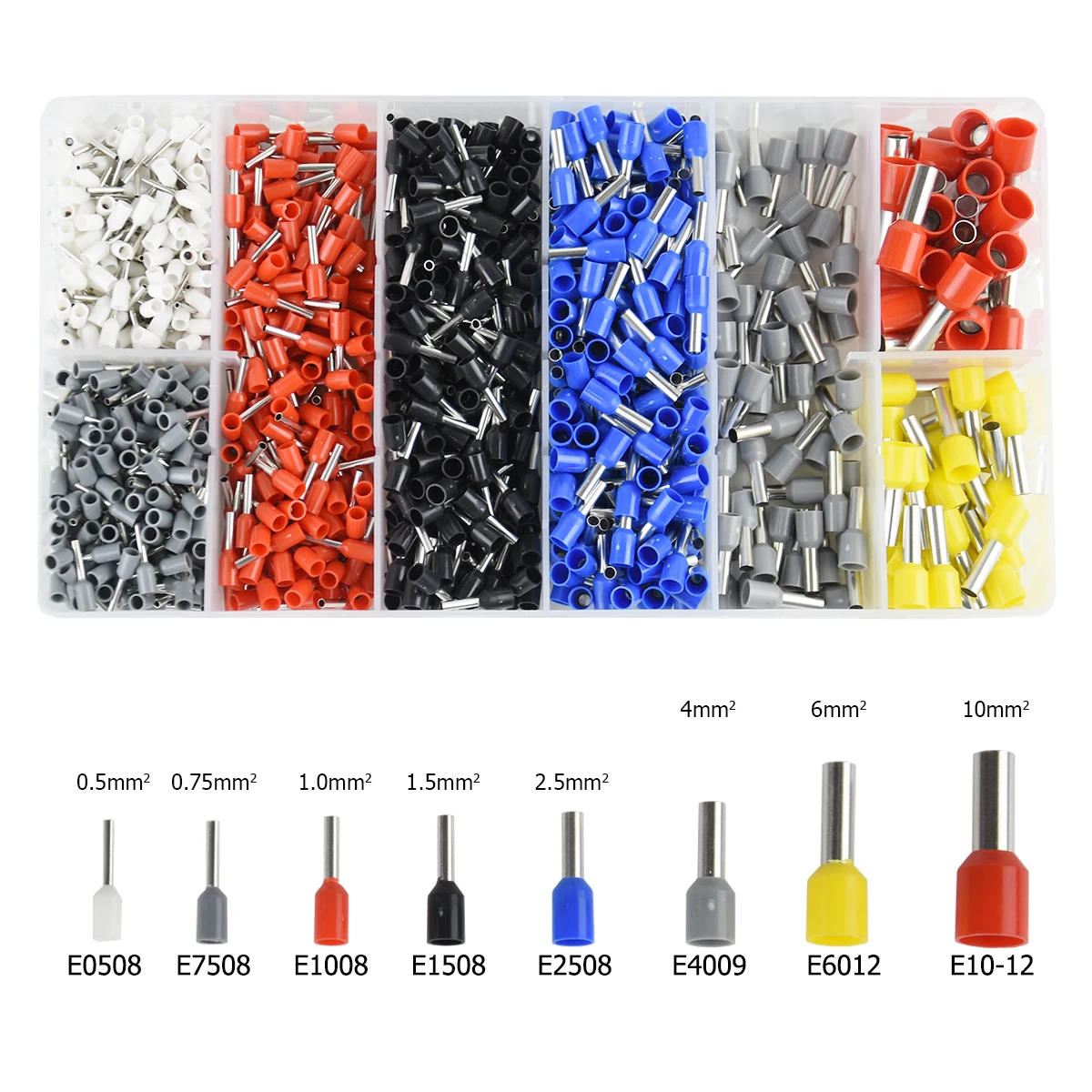 

1200PCS Wire Ferrules, Insulated Crimp Pin Terminal Kit for Electrical Projects, AWG 24-7, 8 Sizes,Ferrule Crimping Kit