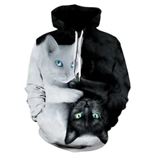 3D Hoodies Men Hooded Sweatshirts two cat 3D Print hoody Casual Pullovers Streetwear Tops Autumn Regular Hipster hip hop