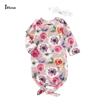 

US Flower Newborn Infant Baby Girl Swaddle Wrap Blanket Sleeping Bag+Headband Set 0-6M