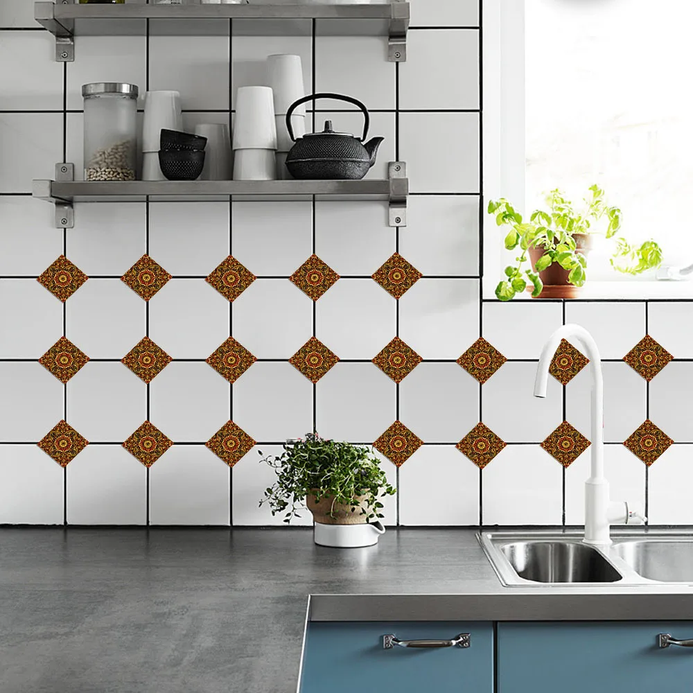 20Pcs/Set Retro PVC Waterproof Floor Stickers Bathroom Toilet Tiles
