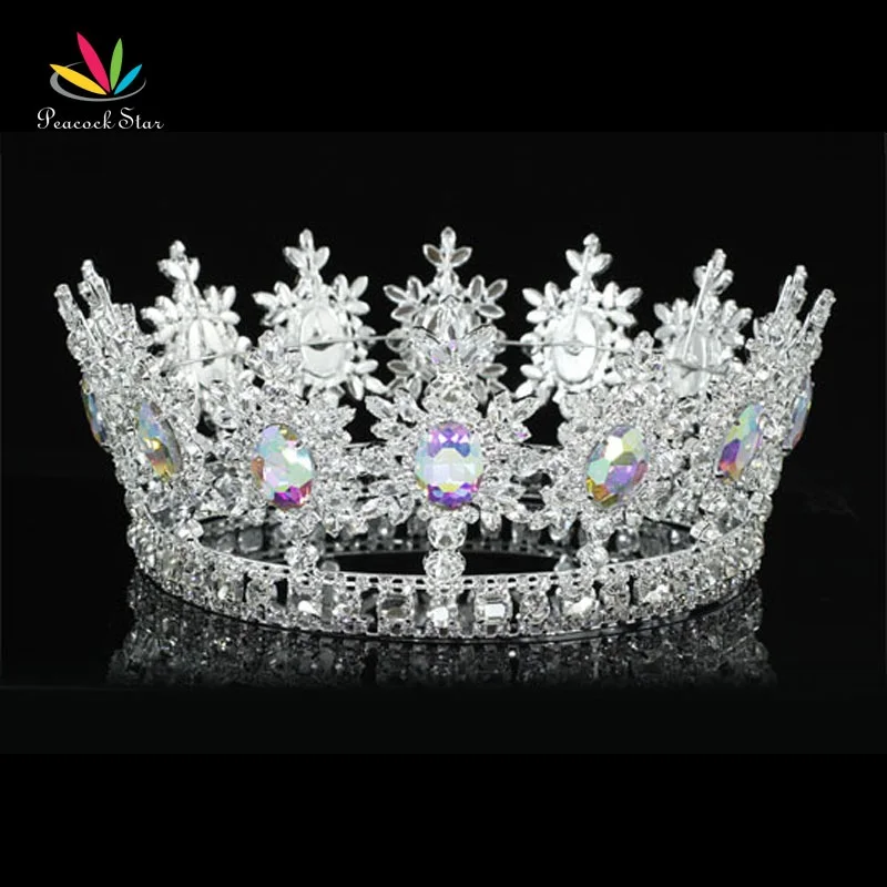 

Peacock Star Men King Crown Pageant Prom Accessories Full Circle Round AB Crystals Tiara Wholesale CT1828