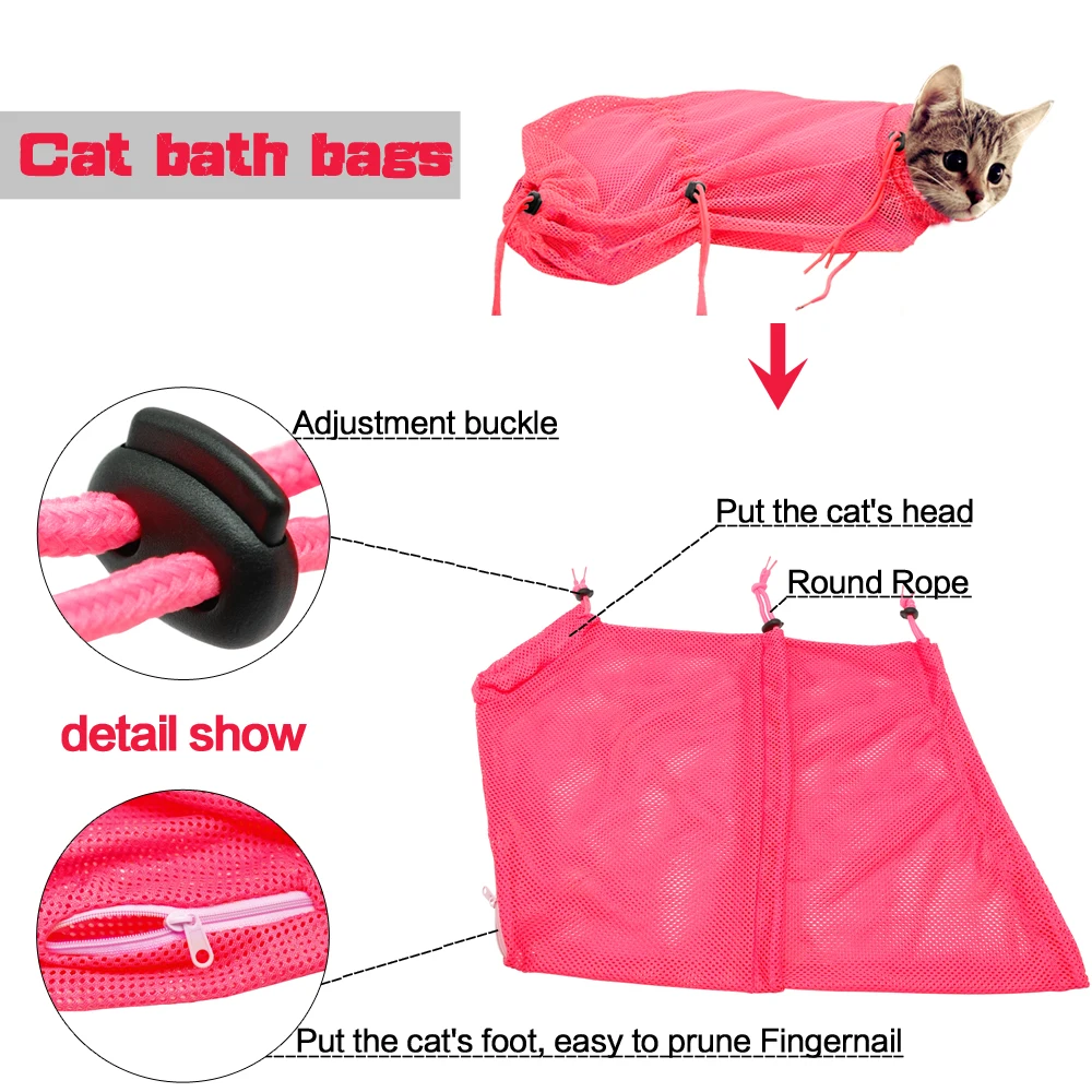 New Mesh Cat Grooming Bathing Bag No Scratching Biting Restraint for Bathing Nail Trimming Injecting Examing New Mesh Cat Grooming Bathing Bag No Scratching Biting Restraint for Bathing Nail Trimming Injecting Examing
