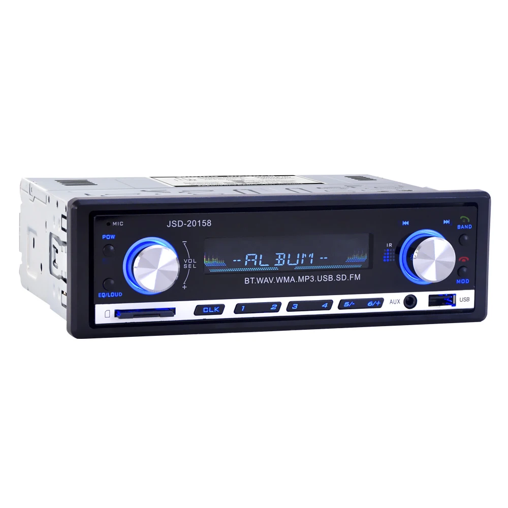 JSD20158 1 Din Car Audio Auto Radio Stereo Music Bluetooth MP3 Player FM Tunner Autoradio AUX Input Radios USB Charger Port