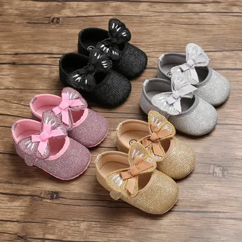 

2019 Baby Girls Sneaker Prewalker 0-15M Toddler Infant Baby Girls Cute Butterfly Bowknot Bling Soft Sole Firstwalk Shoes 11