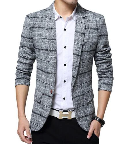 Мужской деловой блейзер в клетку полоску стиле кэжуал|blazer men|formal jacketstriped blazer mens |