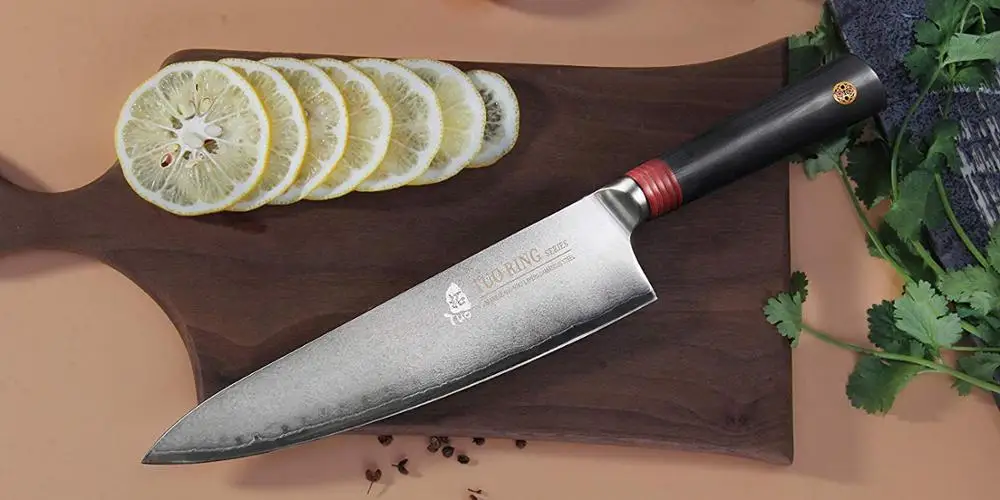 TUO столовые приборы нож шеф-повара-дамасский AUS-10 HC розовый узор кухонный нож повара-Нескользящая эргономичная ручка G10 с подарочной коробкой-8''