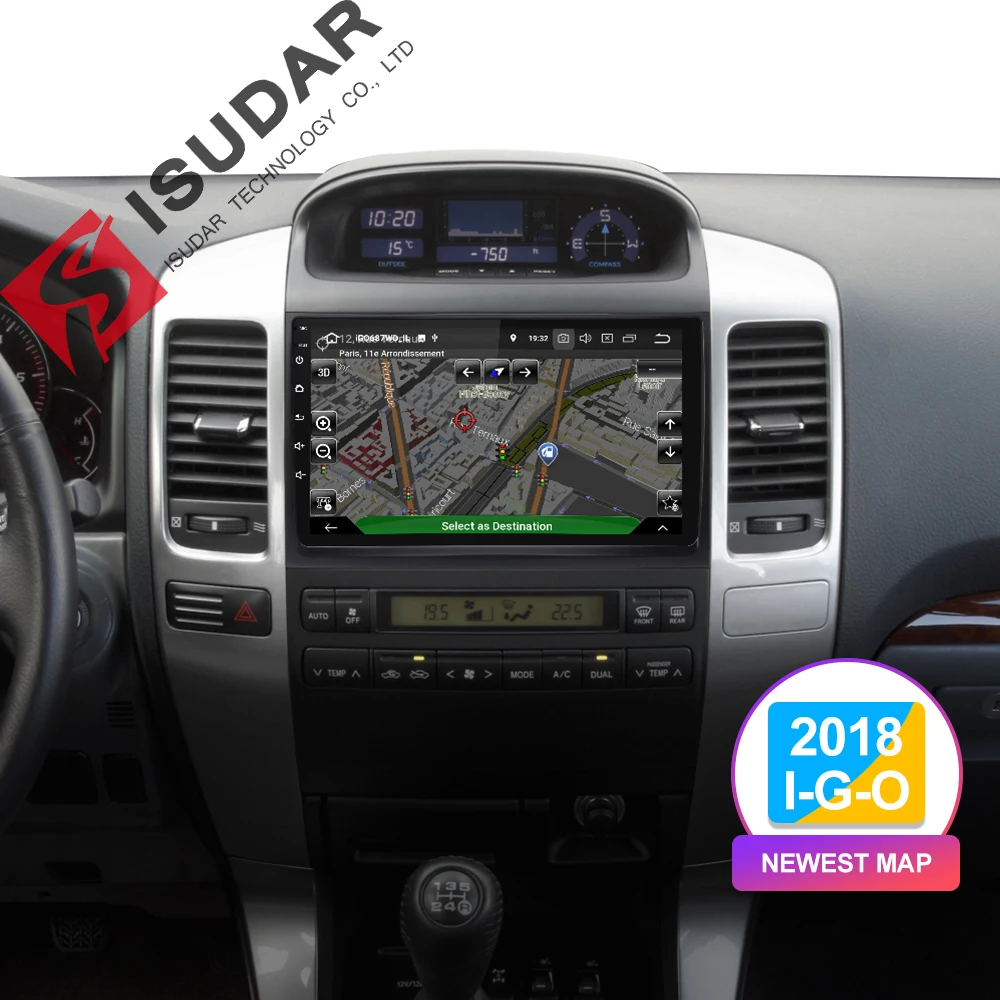 Isudar 2 Din Car Multimedia Player Android 9 For Toyota/Prado 120 2004-2009 Auto Radio GPS Navigati
