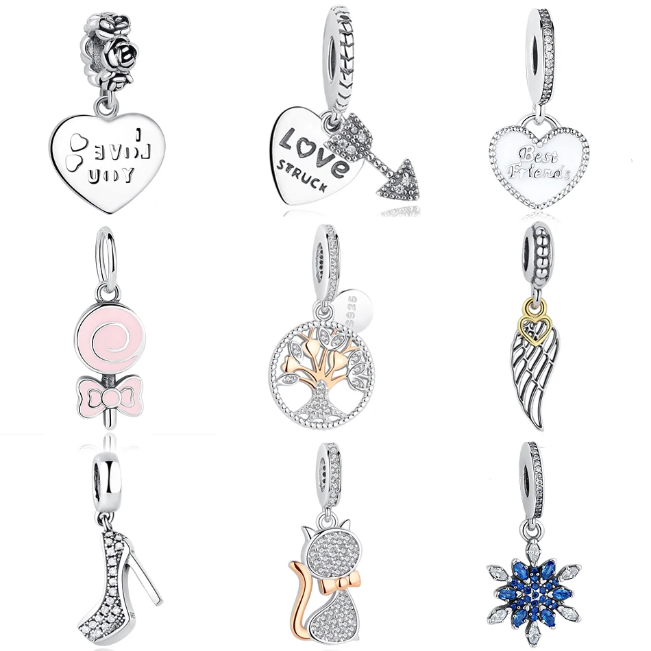 100% 925 Sterling Silver Beads Enamel Daisy Mother Love Heart Dangle Charm Fit Original Pandora Bracelet DIY Jewelry Accessories | Украшения