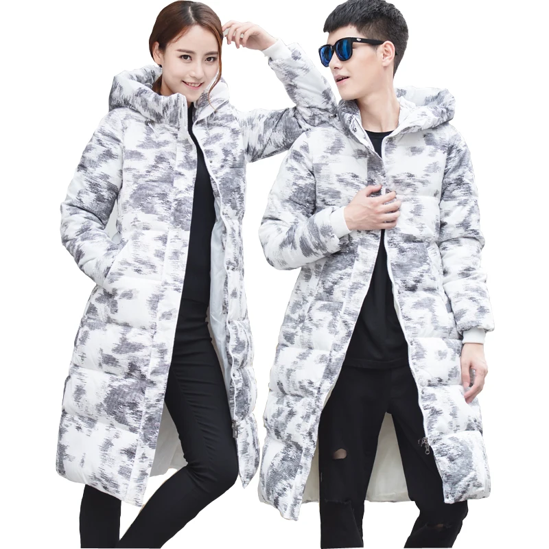 

Winter Thick Knee Length Korean Slim Padded Cotton Tide Couple Warm Female Stand Collar Hooded Women Parkas Femme Hiver MZ1999