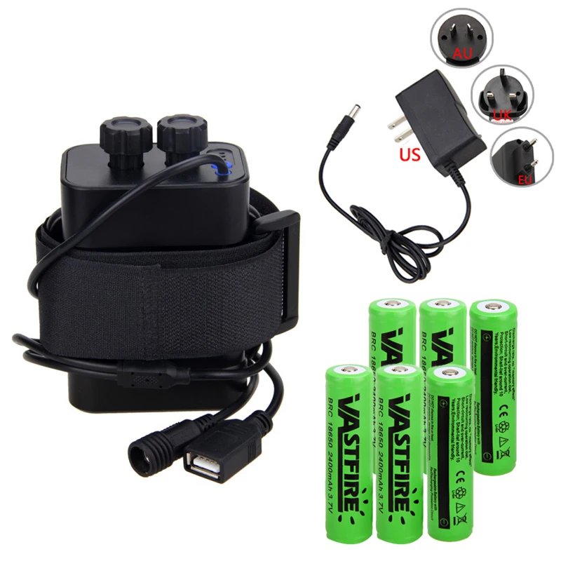 Waterproof Battery Pack Case with 6 pcs 18650 Batteries Cycling