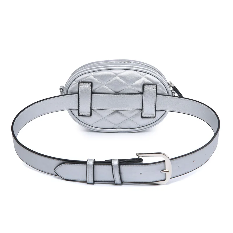 Beste Funmardi Diamant Ontwerp Taille Packs Zilver Gewatteerde Pu Lederen Schoudertassen Fluwelen Zwarte Taille Tas Mode Vrouwen Tas WLHB1741