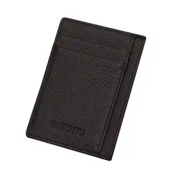 Gubintu ультратонкий кожаный держатель чёрный; коричневый из высококачественной мягкой Бизнес мода ID кредитных держатели для Для мужчин