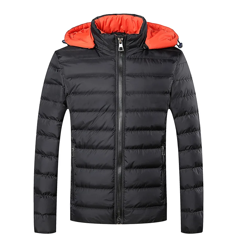 Зимняя куртка мужская Новинка стильные, утонченные, облегающие, Стеганный длинный рукав хлопок-мягкий Повседневное однотонные плотные парки с капюшоном Размеры M-5XL M403