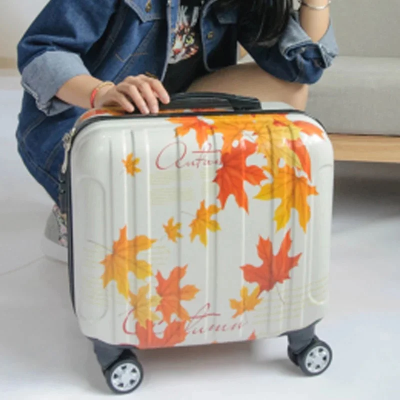 girl 18 inch rolling luggage boy Trolley suitcase Spinner Wheels Student school Luggage bag Boarding box kids hand Luggage bag