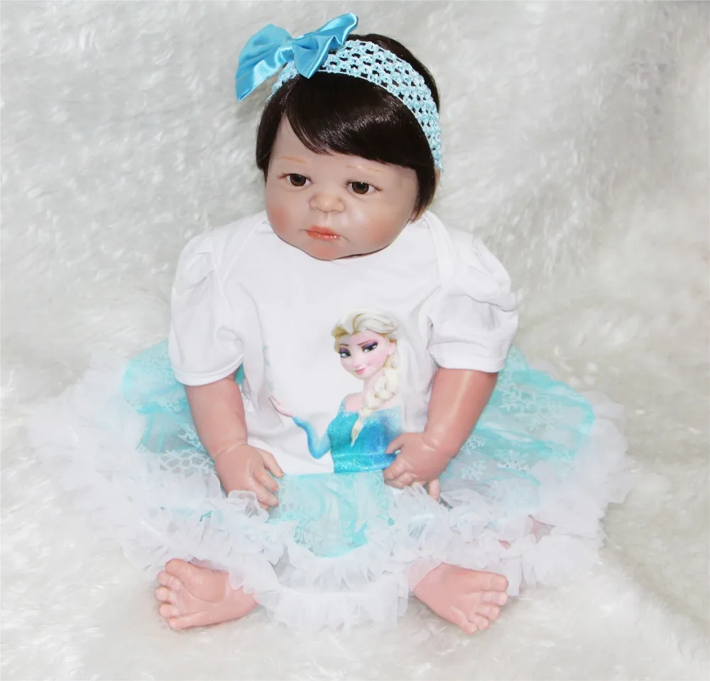 Full Body Silicone Reborn Baby Doll Toys 55CM Lifelike real Baby-Reborn Girls Baby Doll Child  bebe Brinquedos Bathe Toy