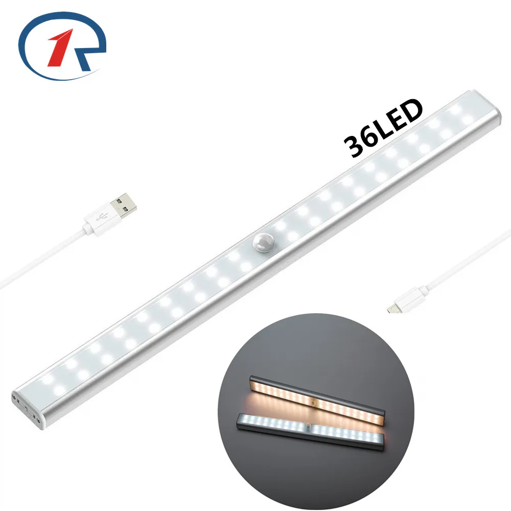 ZjRight 36 Led USB перезаряжаемые батарея PIR сенсор шкаф лампа авто движения кухня спальня шкаф для помещений Лестницы настенные светильники