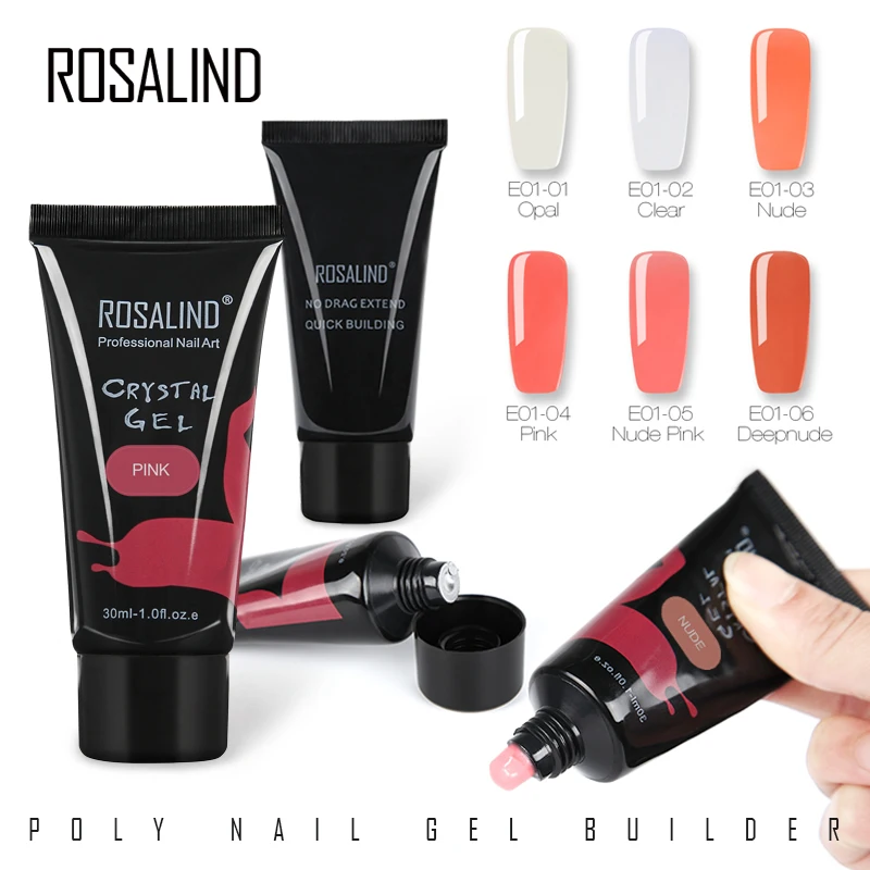 

US $ 1 off per US $2 ROSALIND Crystal Gel 30ml Poly Gel Finger Extension Gel Nail Polish UV Soak Off 6 Colors Gel varnish