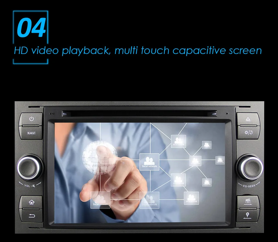Top Eunavi 2 Din Android 9.0 Octa 8 Core Car DVD Player GPS Navigation WIFI 4G for FORD S-Max Kuga Fusion Transit Fiesta Focus II 7