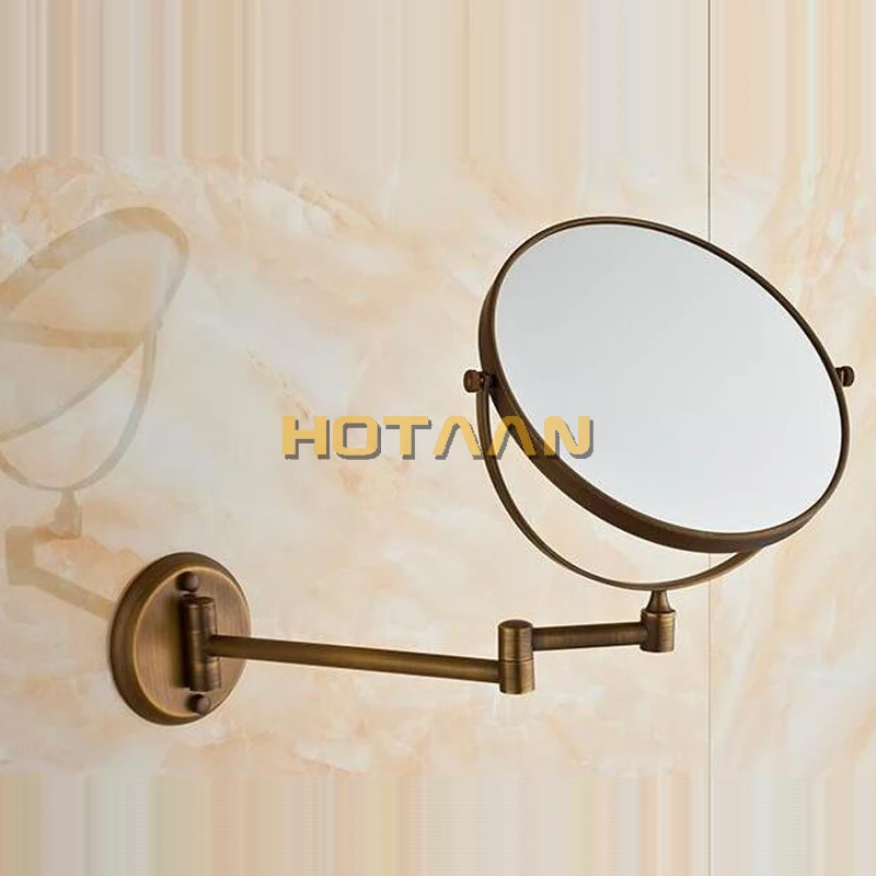 Античное " двухстороннее складное Латунное зеркало для макияжа, настенное удлиненное зеркало с круглой ручкой 1x3x увеличительное YT-9102-F