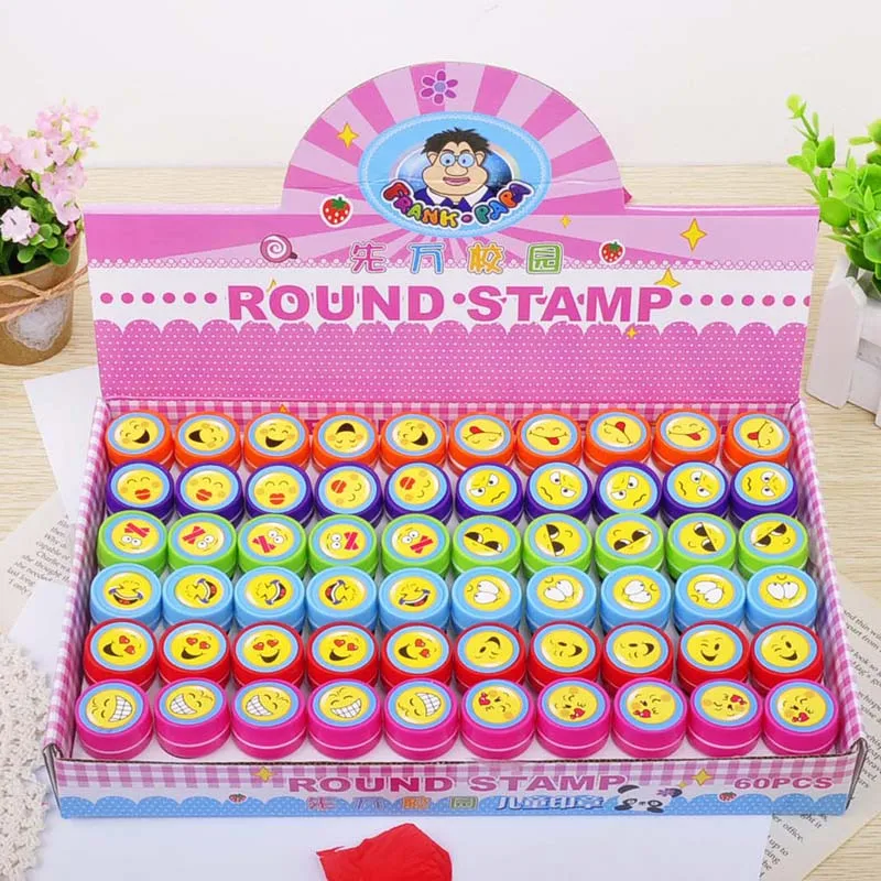 

36/60pcs Cartoon Stamps Expression Pattern DIY Decorative Ruber Emoji Smile Face Self-Inking Stamp Children Birthday Gift