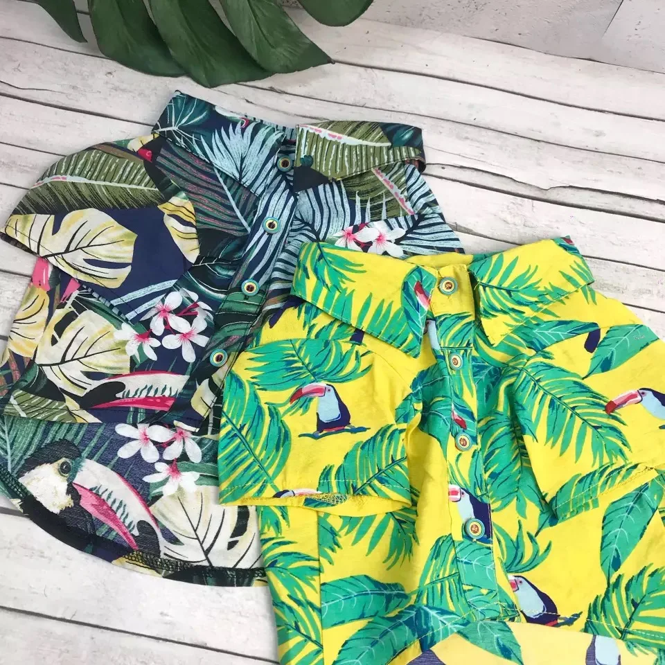 Гавайская Цветочная рубашка для собак, тропическая собака, щенок, рубашка, французский бульдог, летняя футболка, одежда для домашних животных, одежда для домашних животных, костюм GSC01