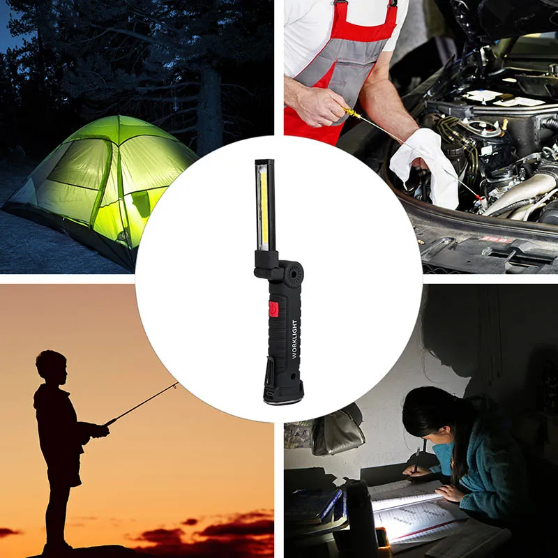 Conduziu a Luz de Inspeção do Trabalho Modos Recarregável Lanterna Magnética Gancho Pendurado Tocha Lâmpada Bateria Embutida Cob 5 Usb 14 High Quality Luzes e Iluminação