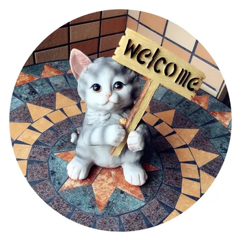 

Home Living Room Balcony Home Garden Decoration American Rural Garden Animal Decoration Cat Welcome Card
