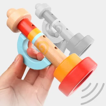 

Portable Kids Musical Instrument Toy Baby Wooden Vertical Whistle Trumpet