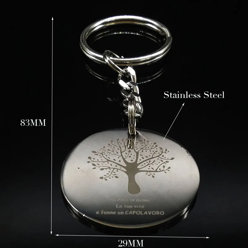 2018 nueva moda de árbol de la vida llavero de acero inoxidable de Color plata llavero de la joyería de las mujeres regalos de llavero mujer K7625B