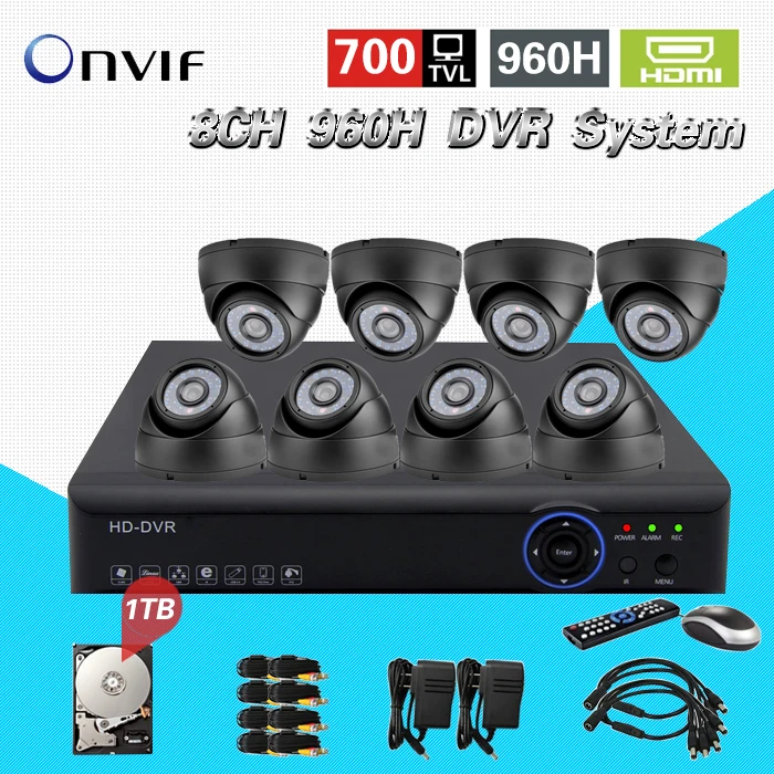 Главная безопасности CCTV Камера DVR Системы 8 шт. 700TVL indoor Купол ИК-Камера S комплект
