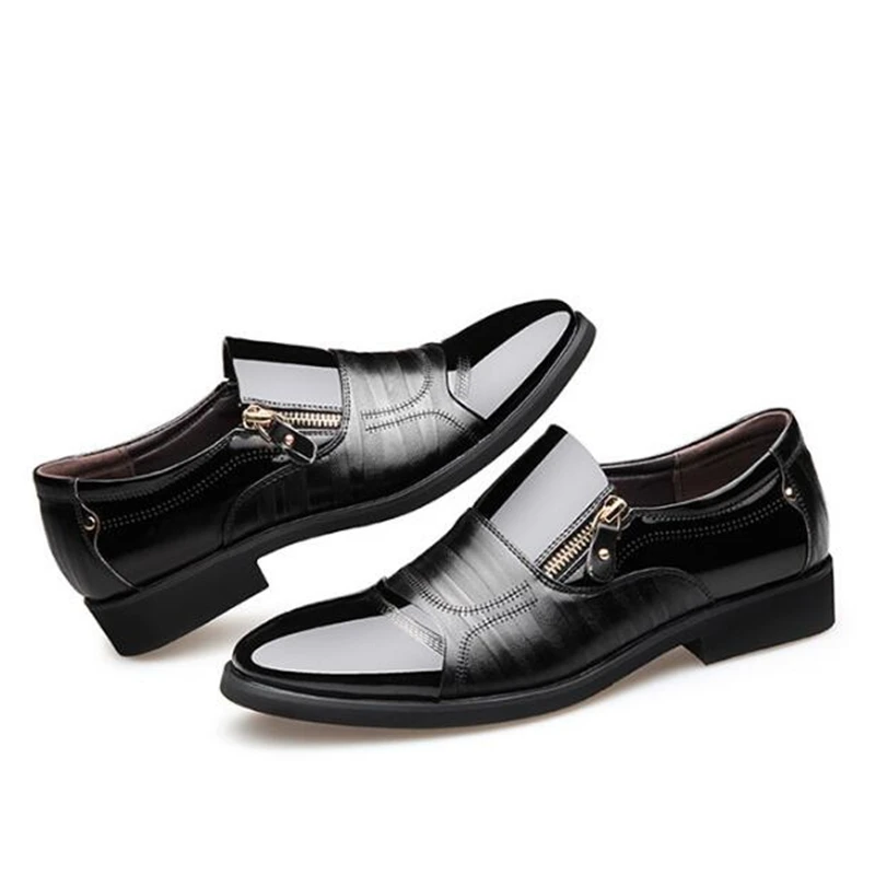 Luxury Vintage Men Dress shoes Male Casual Leather shoes Oxfords Flats Office Business Loafers Fashion Wedding shoes 02C