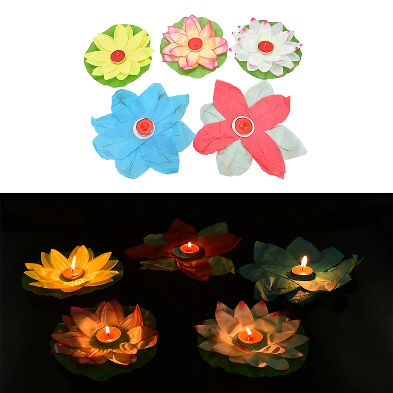 

Hot 1PC Paper Flower Light Drifting Blessing Floating Lotus Lanterns Lotus Water Lamp Wedding Party Decorations