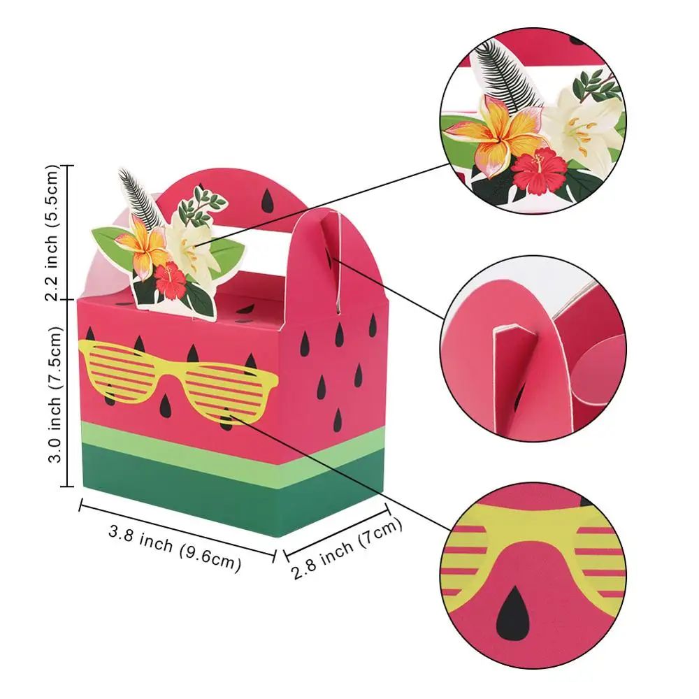 OurWarm 30 шт. Гавайские вечерние коробки для подарков DIY ананас арбуз бумажные подарочные коробки для тропической Гавайской вечеринки летние вечерние поставки фруктов - Цвет: Watermelon